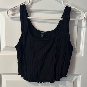 Black Fitted Corset Style Crop Tank Top